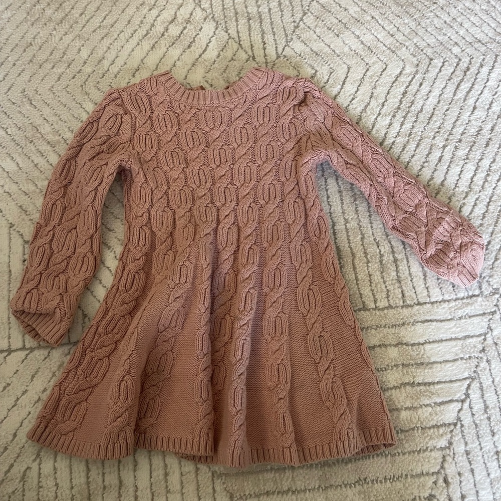 Charming Pink Cable Knit Dress for Kids